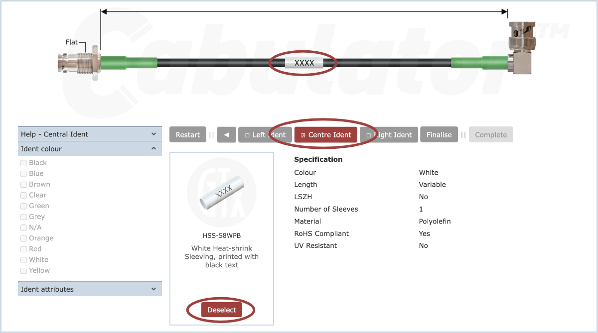 Cab Help, View Ident Specification