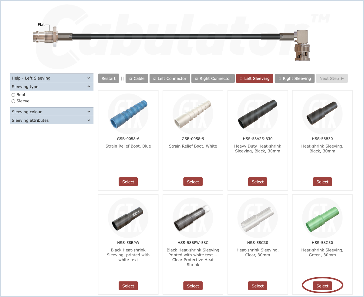 Cab Help, Sleeving Selection