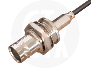 BNC Crimp Bulkhead Jack, terminated on cable