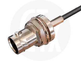 BNC Crimp Bulkhead Jack, terminated on cable
