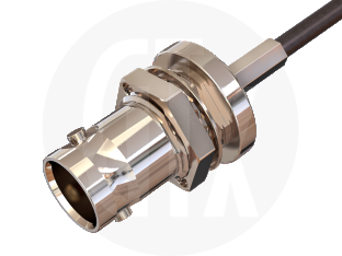 BNC Crimp Bulkhead Jack, terminated on cable