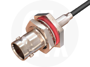 BNC Crimp Bulkhead Jack, terminated on cable