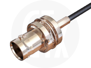 BNC Crimp Bulkhead Jack, terminated on cable