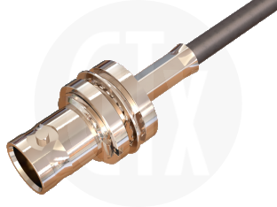 BNC Crimp Bulkhead Jack, terminated on cable
