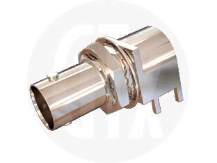 BNC HDTV Right Angle PCB Mount Bulkhead Jack, front view