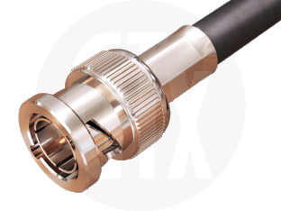 BNC HDTV 12G SDI Crimp Plug, terminated on cable