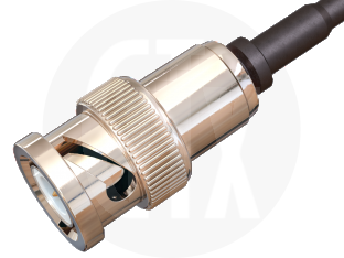 BNC Waterproof Crimp Plug, terminated on cable