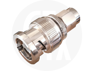 BNC Plug to SMA Plug Interseries Adaptor, front view