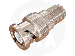 BNC Plug to Mini UHF Jack Interseries Adaptor, front view
