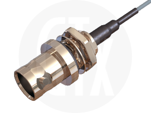 BNC Waterproof Crimp Panel Jack, terminated on cable
