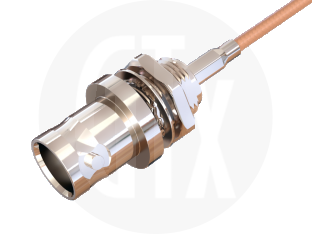 BNC Waterproof Crimp Panel Jack, terminated on cable