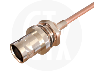 BNC Waterproof Crimp Panel Jack, terminated on cable