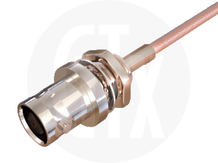 BNC Waterproof Crimp Panel Jack, terminated on cable