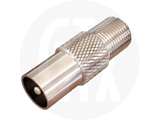 Euro Plug to F Type Jack Interseries Adaptor, front view