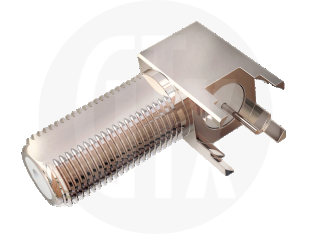 F Type Right Angle PCB Bulkhead Jack, front view