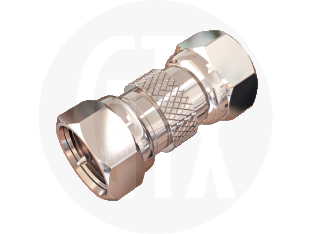 F Type Plug to Plug Adaptor, Nickel Plated, front view