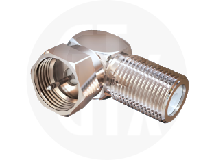 F Type Right Angle Plug to Jack Adaptor, front view