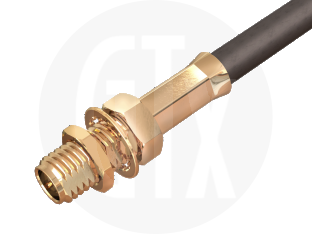 SMA Reverse Polarity Crimp Bulkhead Jack, terminated on cable