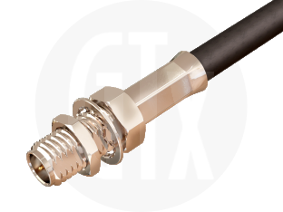 SMA Waterproof Reverse Polarity Crimp Bulkhead Jack, terminated on cable