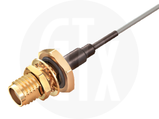SMA Waterproof Crimp Bulkhead Jack, terminated on cable