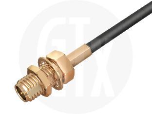 SMA Reverse Polarity Crimp Bulkhead Jack, terminated on cable