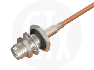 SMA Waterproof Crimp Bulkhead Jack, terminated on cable