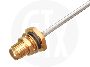 SMA Waterproof Solder Bulkhead Jack, terminated on cable