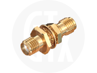 SMA Bulkhead Jack to Jack Adaptor, front view