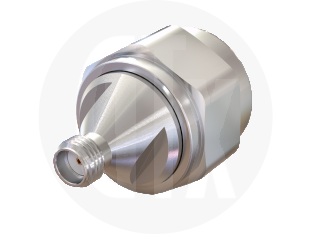 SMA Jack to N Type Plug Precision Interseries Adaptor, front view