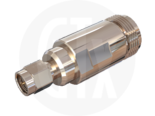 SMA Plug to N Type Jack Interseries Adaptor, front view