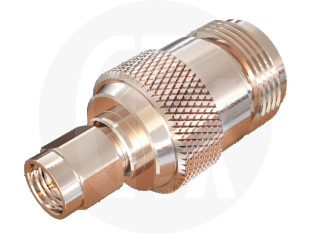 SMA Plug to N Type Jack Interseries Adaptor, front view