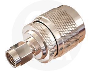 SMA Plug to N Type Plug Interseries Adaptor, front view