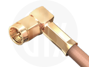 SMA Crimp Right Angle Plug, terminated on cable