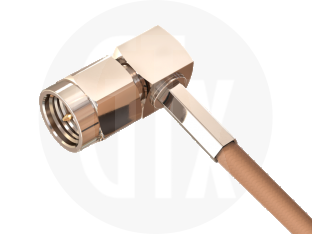 SMA Crimp Right Angle Plug, terminated on cable