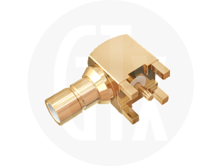 SMB Right Angle PCB Mount Jack, Low Profile, front view