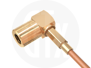 SMB Crimp Right Angle Plug, terminated on cable