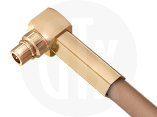 MMCX Crimp Right Angle Plug, terminated on cable