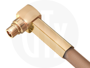 MMCX Crimp Right Angle Plug, terminated on cable