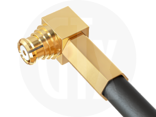SMP Crimp Right Angle Plug, terminated on cable