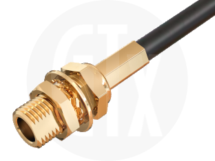 MCX Crimp Bulkhead Jack, terminated on cable