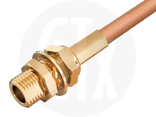 MCX Crimp Bulkhead Jack, terminated on cable