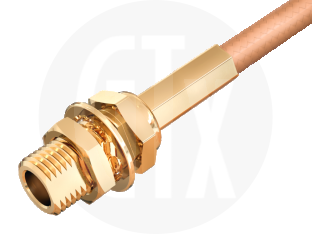MCX Crimp Bulkhead Jack, terminated on cable