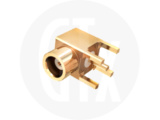 MCX Right Angle PCB Mount Jack, front view