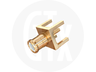 MCX Vertical PCB Mount Plug, front view