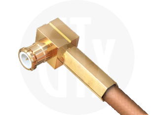 MCX Crimp Right Angle Plug, terminated on cable