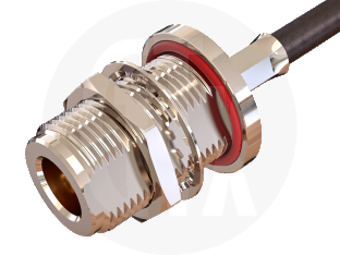 N Type Crimp Bulkhead Jack, terminated on cable