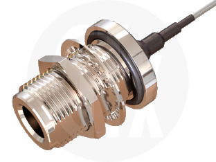 N Type Crimp Bulkhead Jack, terminated on cable