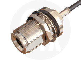 N Type Crimp Bulkhead Jack, terminated on cable