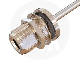 N Type Crimp Bulkhead Jack, terminated on cable