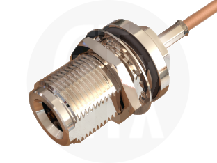 N Type Crimp Bulkhead Jack, terminated on cable